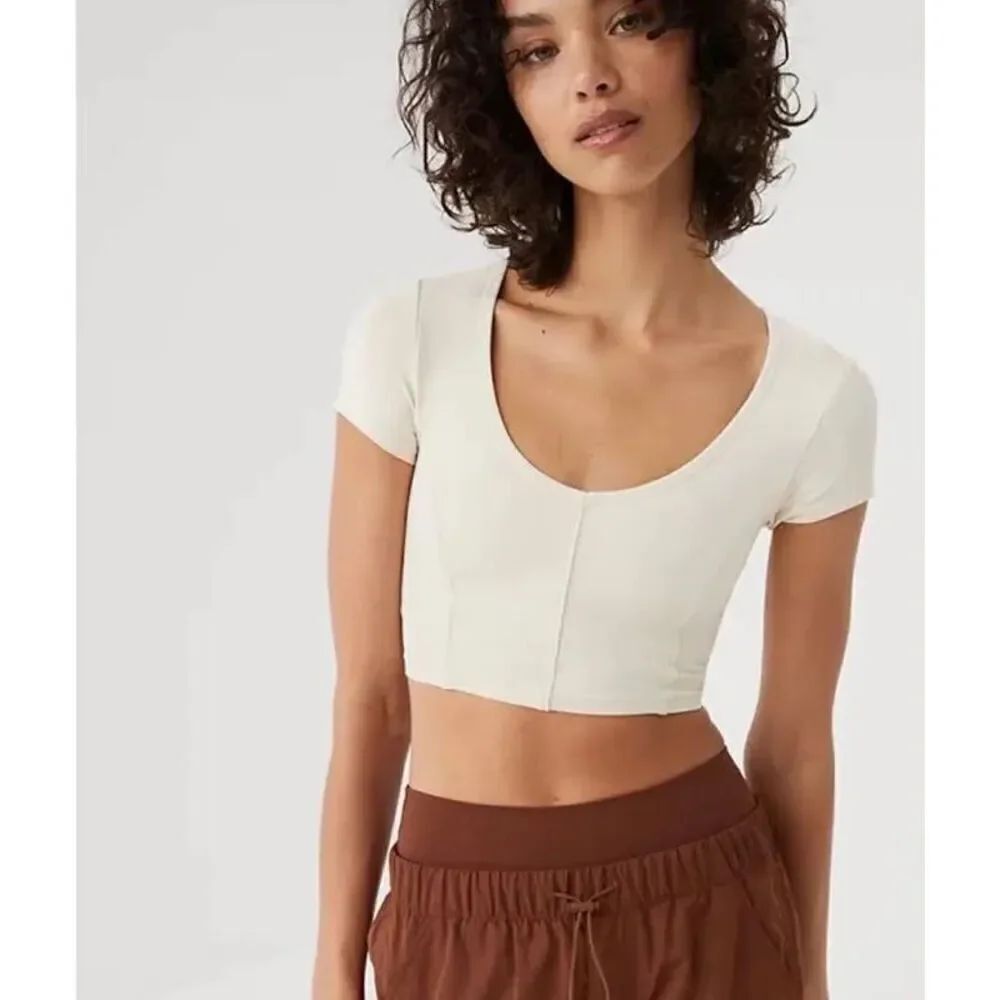 Aerie Ribbed Goals Cream Top Size Xs